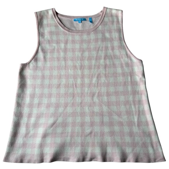 Draper James RSVP Sweaters - Draper James RSVP Women's Sweater Tank Vest Top LARGE Pink Gingham Plaid Luxury